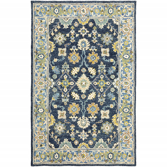 5'X8' Navy And Blue Bohemian Area Rug