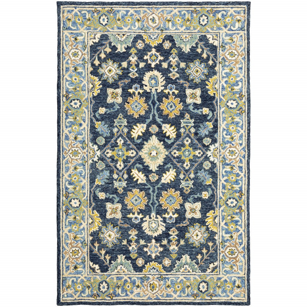 5' X 8' Navy And Blue Bohemian Area Rug