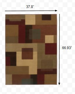 3'X8' Red And Tan Geometric Runner Rug