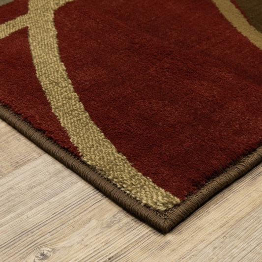 4' X 6' Brown And Red Abstract Area Rug