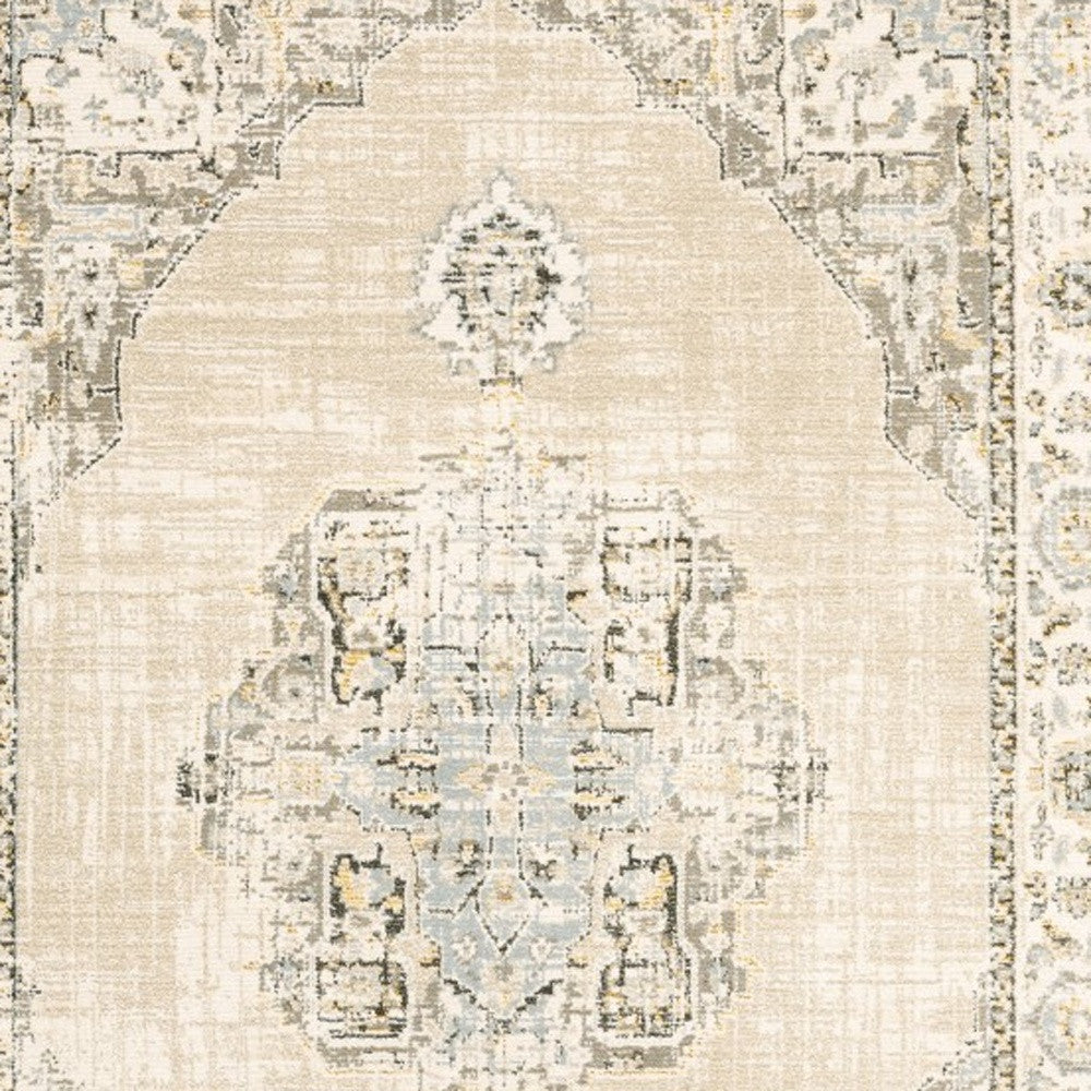 2' X 3' Beige and Ivory Power Loom Area Rug