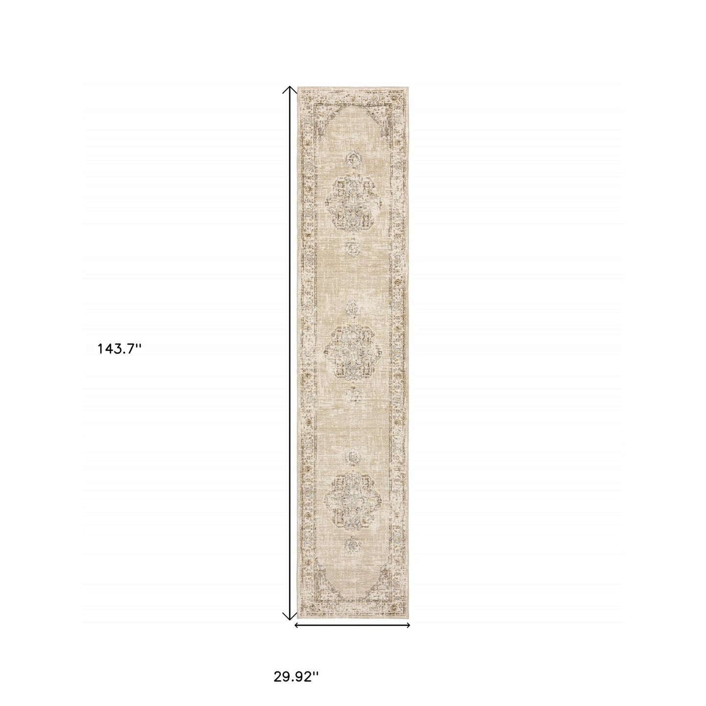 2' X 3' Beige and Ivory Power Loom Area Rug