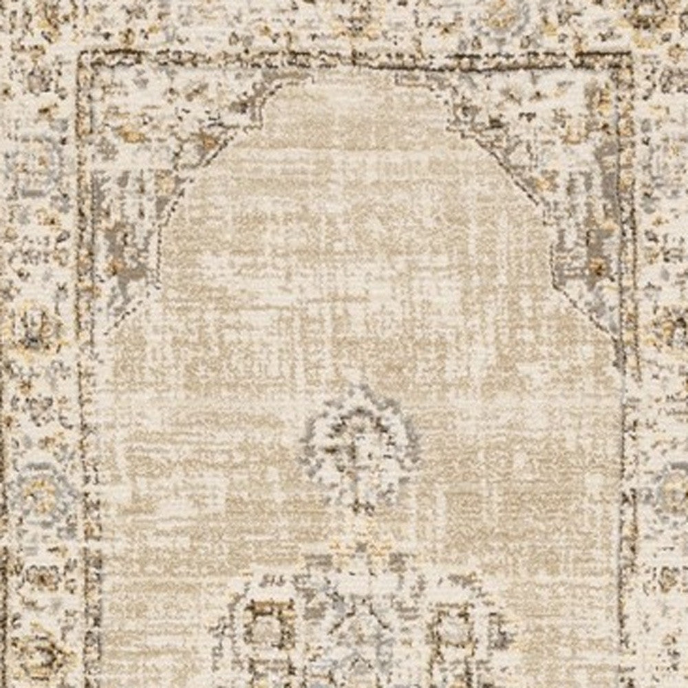 2' X 3' Beige and Ivory Power Loom Area Rug