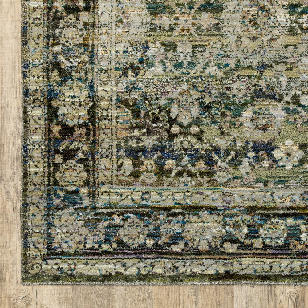 2' X 3' Green Power Loom Area Rug