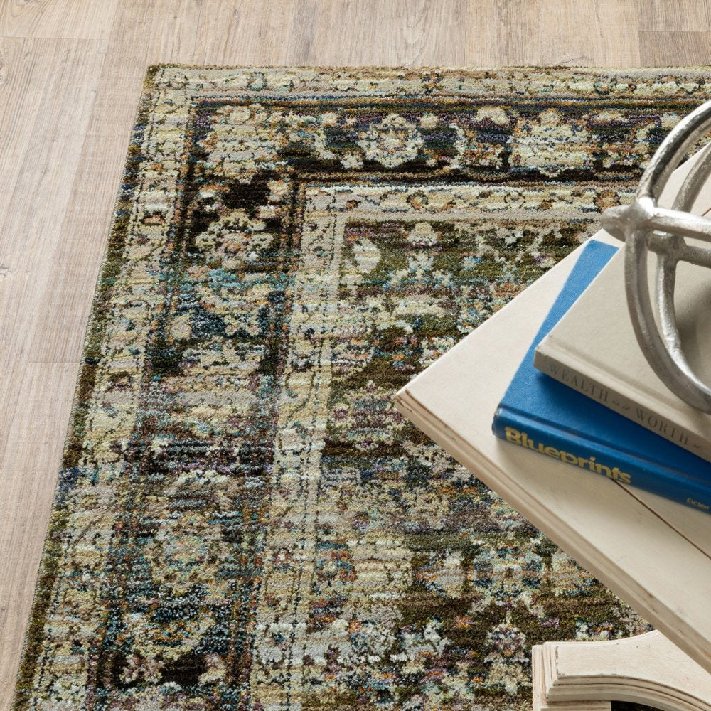 2' X 3' Green Power Loom Area Rug