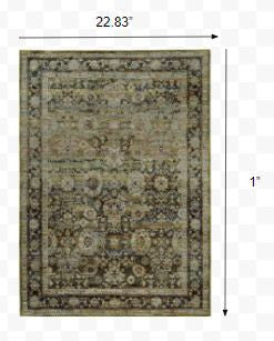 2' X 3' Green Power Loom Area Rug