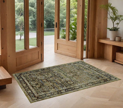 2' X 3' Green Power Loom Area Rug
