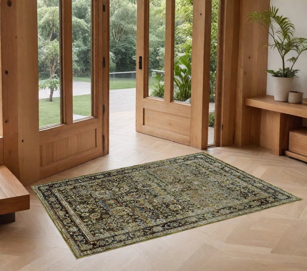 2' X 3' Green Power Loom Area Rug