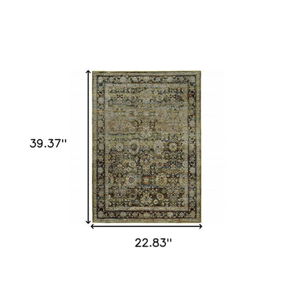 2' X 3' Green Power Loom Area Rug