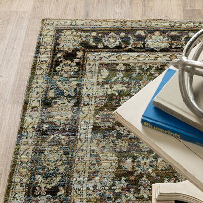 2' X 3' Green Power Loom Area Rug