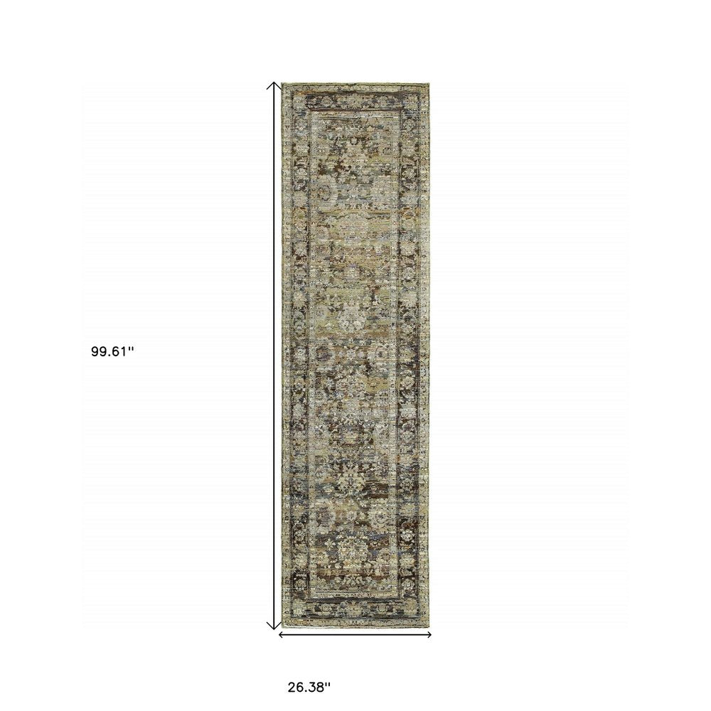 2' X 3' Green Power Loom Area Rug