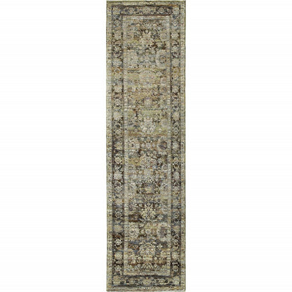 2' X 3' Green Power Loom Area Rug