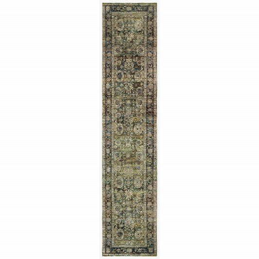 8'X10' Green And Brown Floral Area Rug