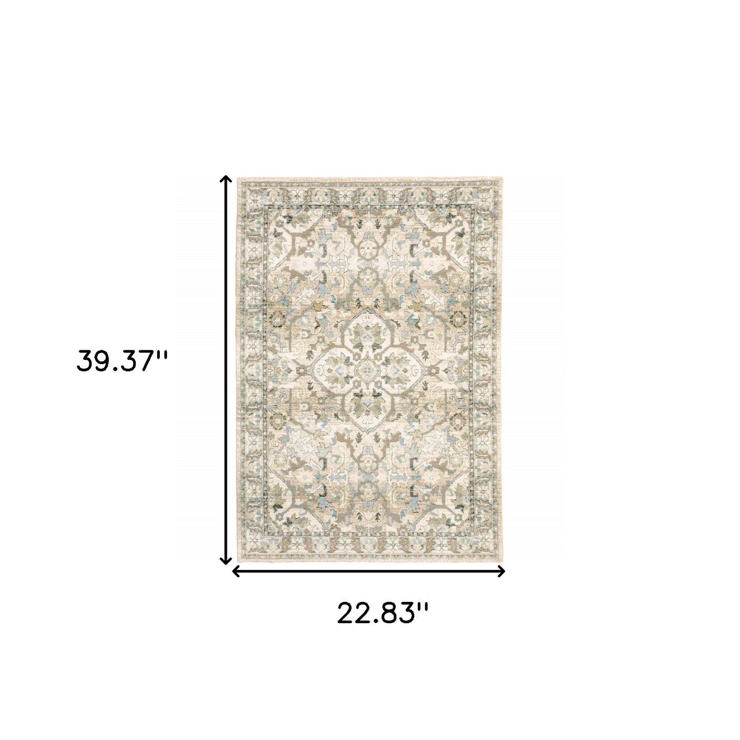 4' X 6' Beige And Ivory Medallion Area Rug
