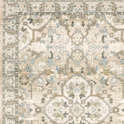 4' X 6' Beige And Ivory Medallion Area Rug