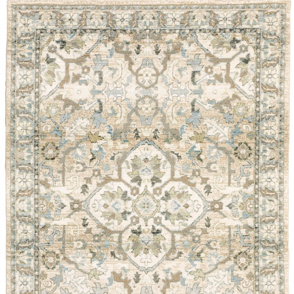 4' X 6' Beige And Ivory Medallion Area Rug