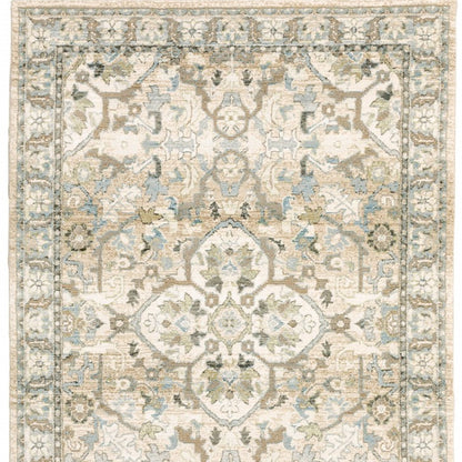 4' X 6' Beige And Ivory Medallion Area Rug