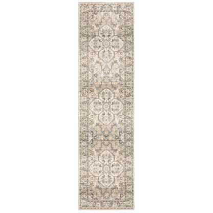 4' X 6' Beige And Ivory Medallion Area Rug