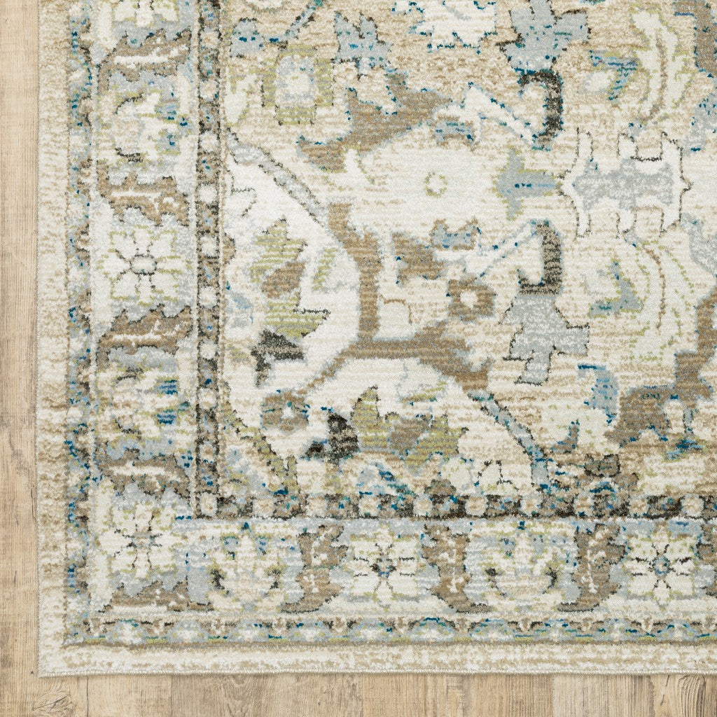 4' X 6' Beige And Ivory Medallion Area Rug