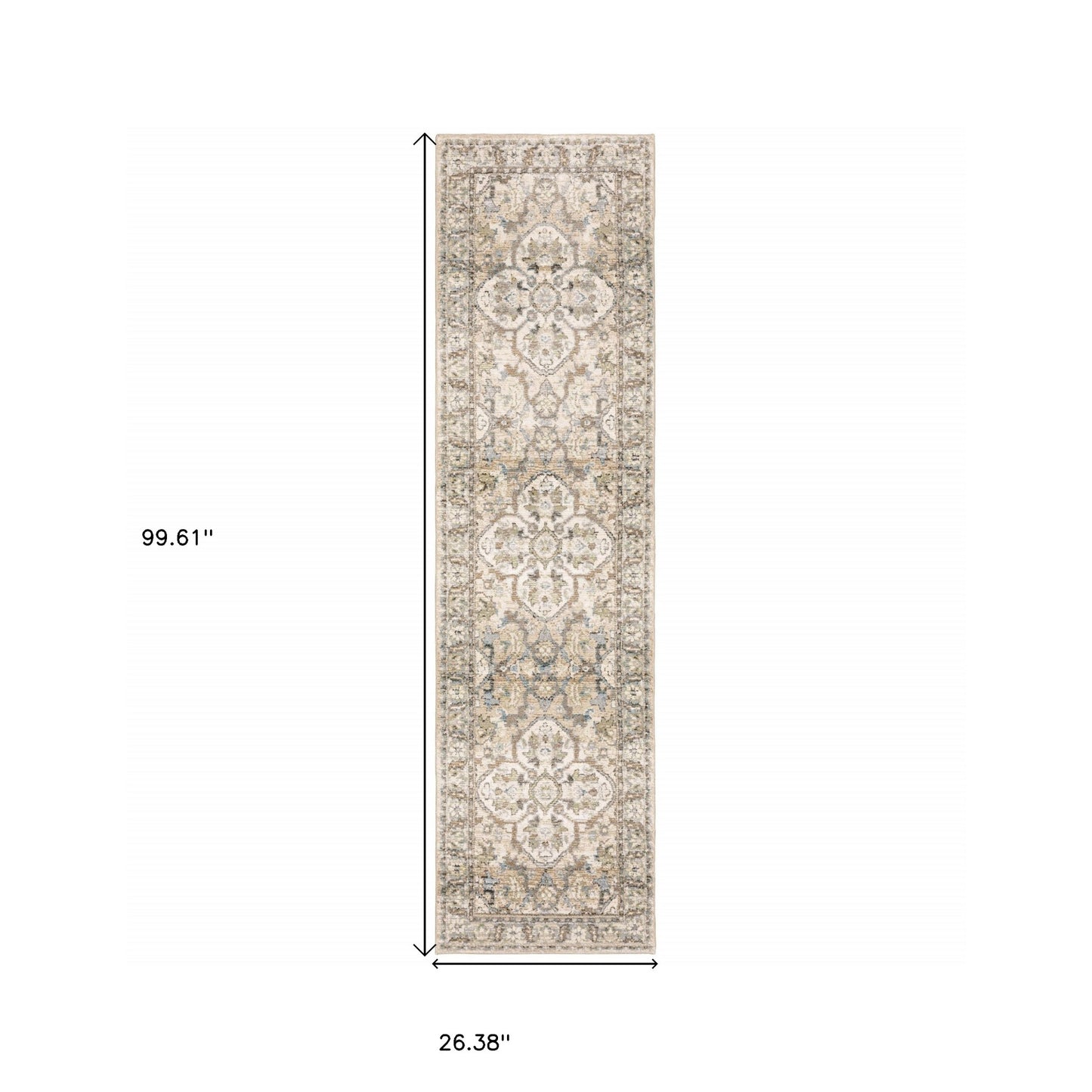 4' X 6' Beige And Ivory Medallion Area Rug