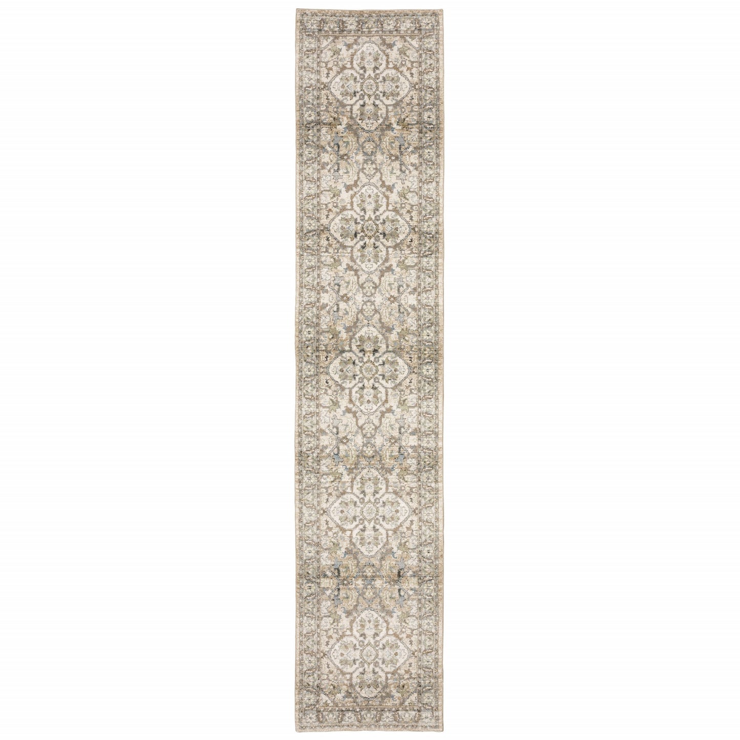 4' X 6' Beige And Ivory Medallion Area Rug