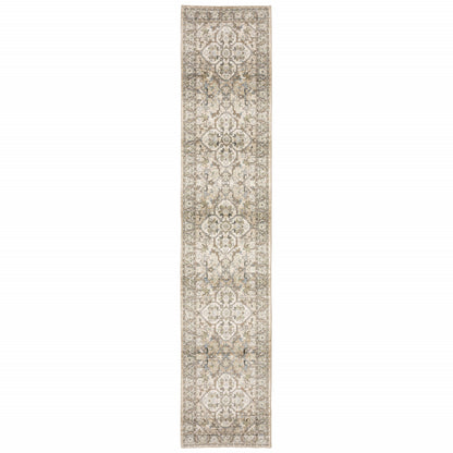 4' X 6' Beige And Ivory Medallion Area Rug