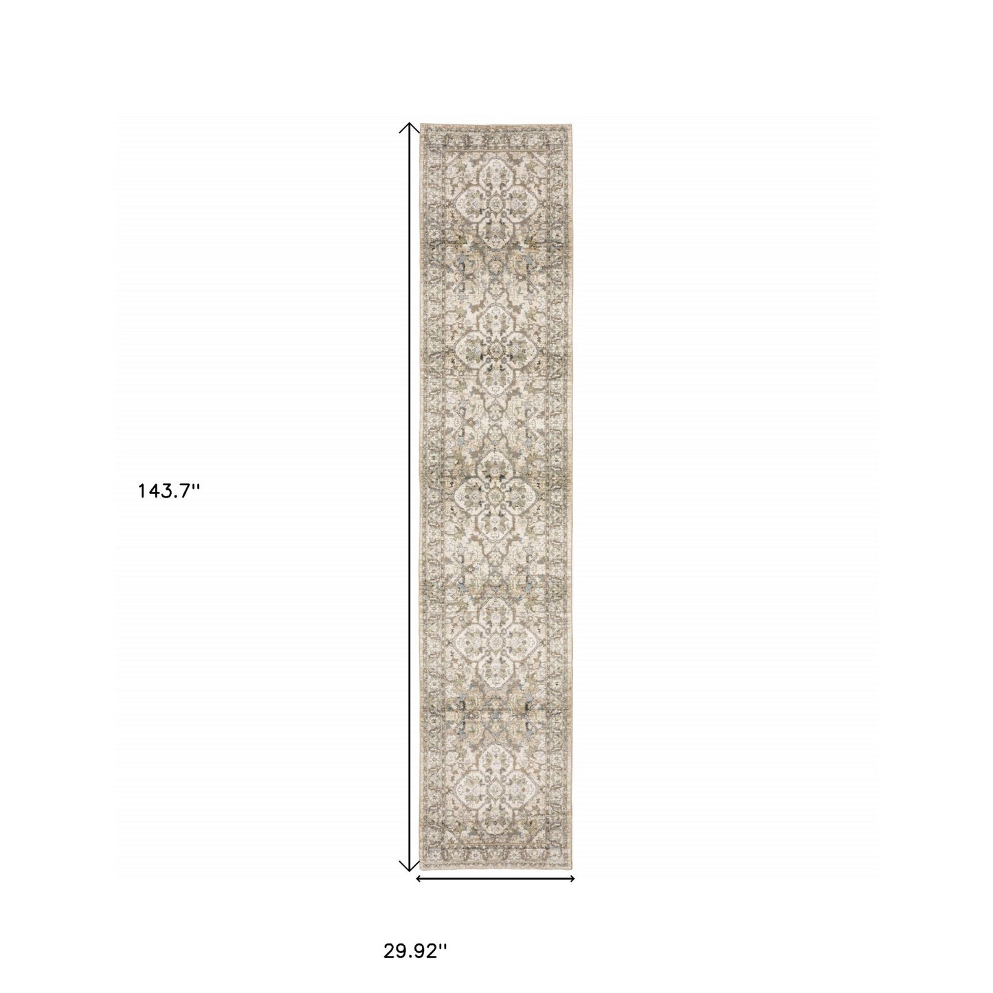 4' X 6' Beige And Ivory Medallion Area Rug