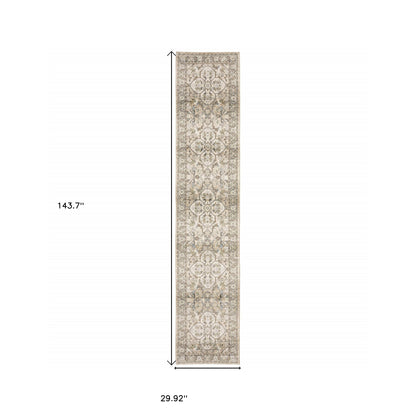4' X 6' Beige And Ivory Medallion Area Rug