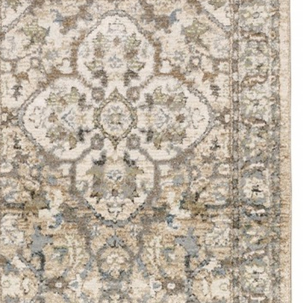 4' X 6' Beige And Ivory Medallion Area Rug