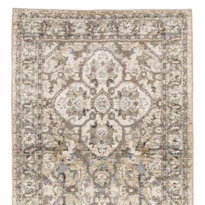 4' X 6' Beige And Ivory Medallion Area Rug