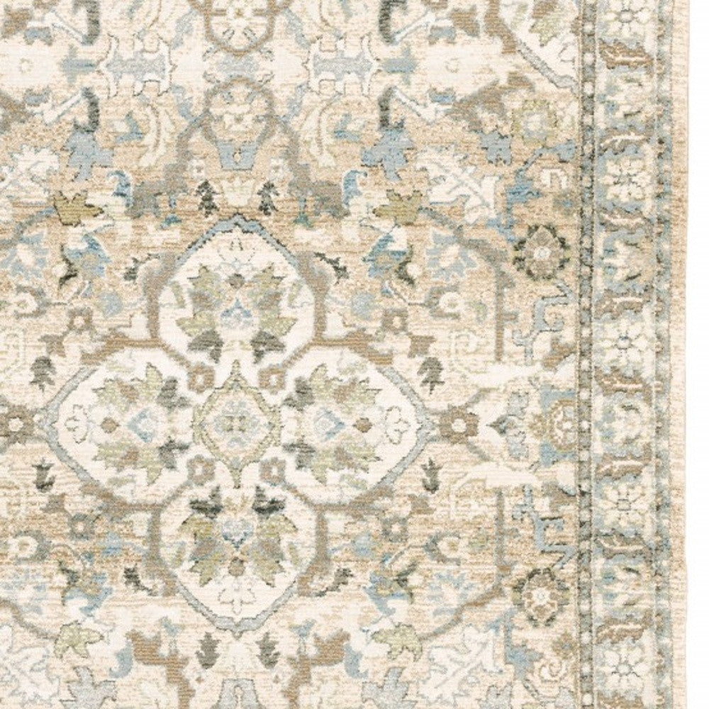 4'X6' Beige And Ivory Medallion Area Rug