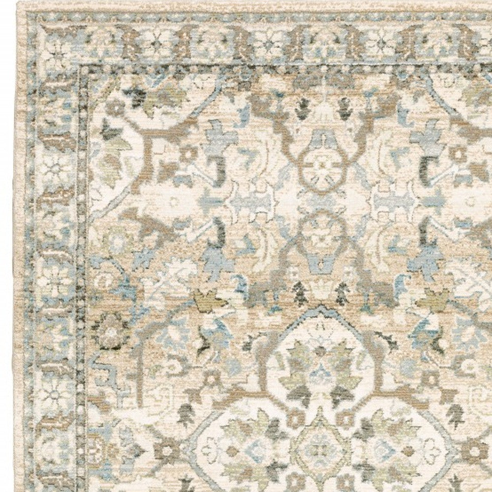 4' X 6' Beige And Ivory Medallion Area Rug