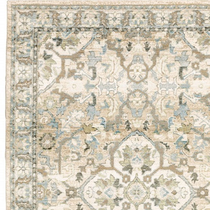 4' X 6' Beige And Ivory Medallion Area Rug