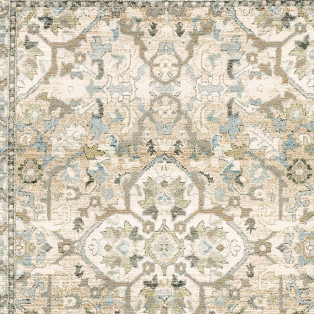 4'X6' Beige And Ivory Medallion Area Rug