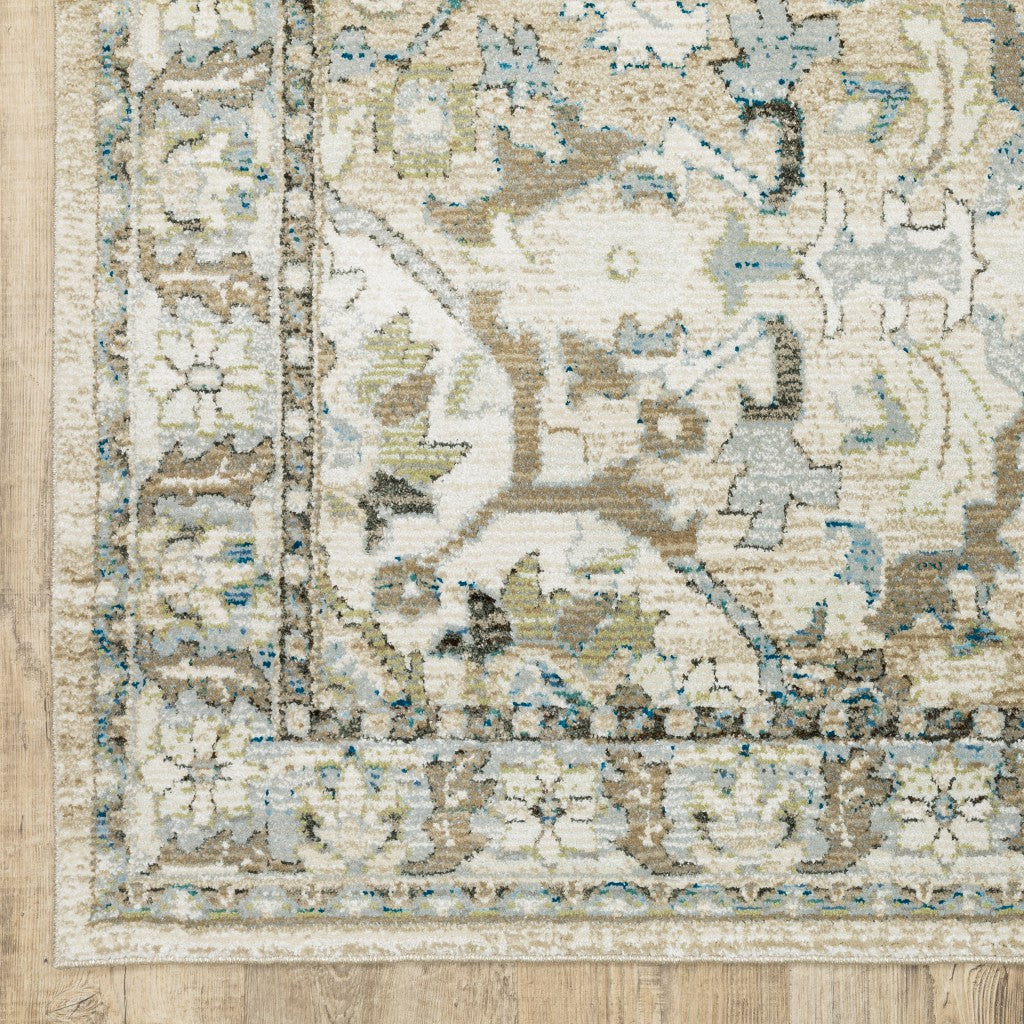 4'X6' Beige And Ivory Medallion Area Rug