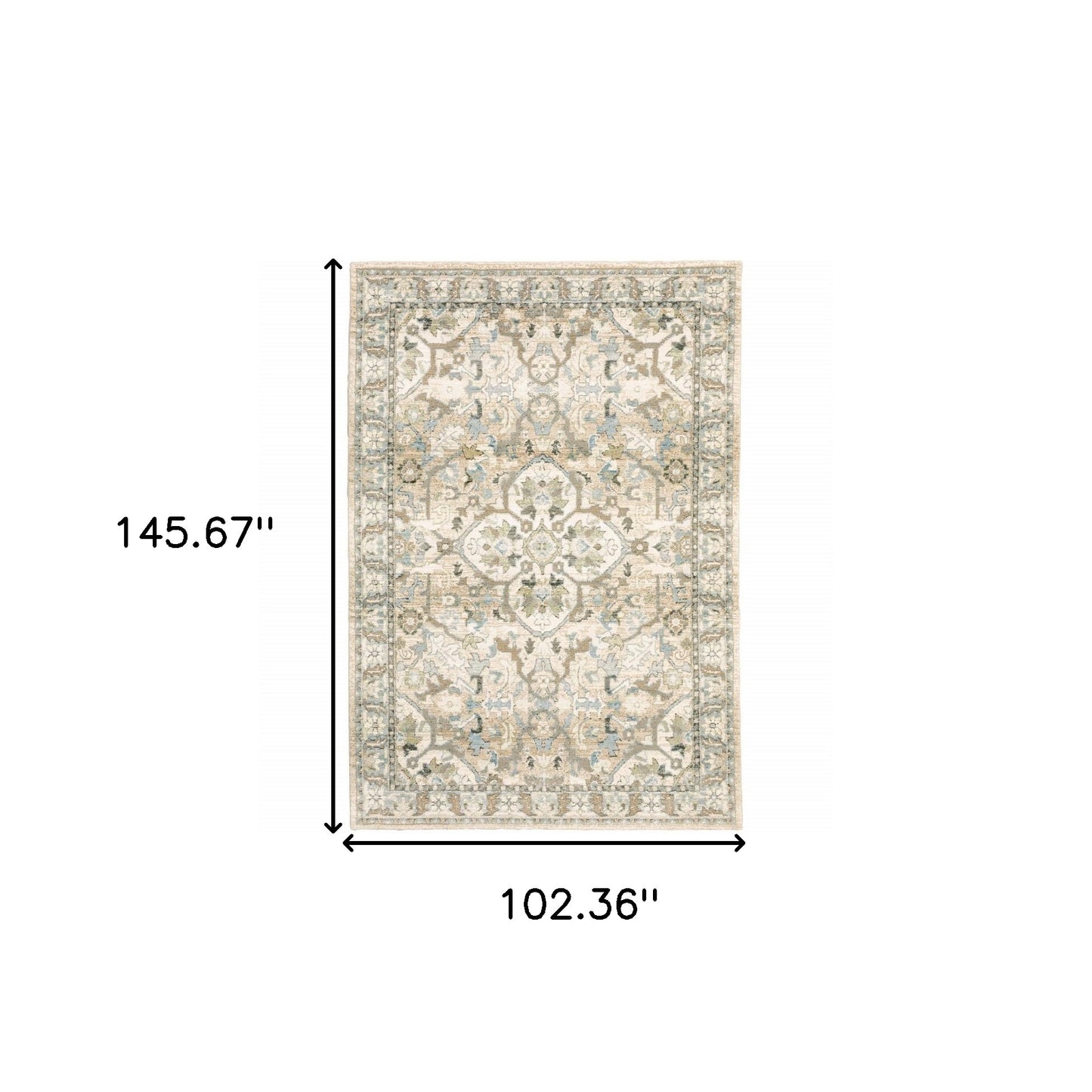 4'X6' Beige And Ivory Medallion Area Rug