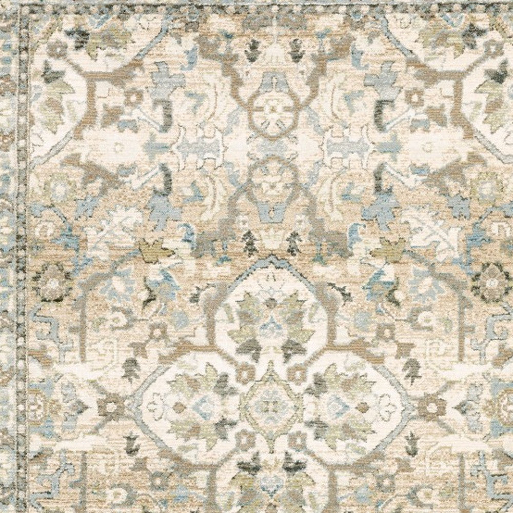 4'X6' Beige And Ivory Medallion Area Rug