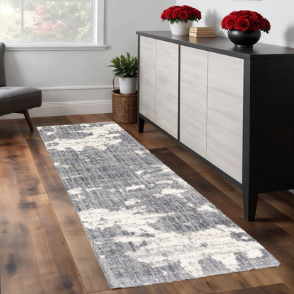 2' X 8' Grey And Ivory Grey Matter Runner Rug