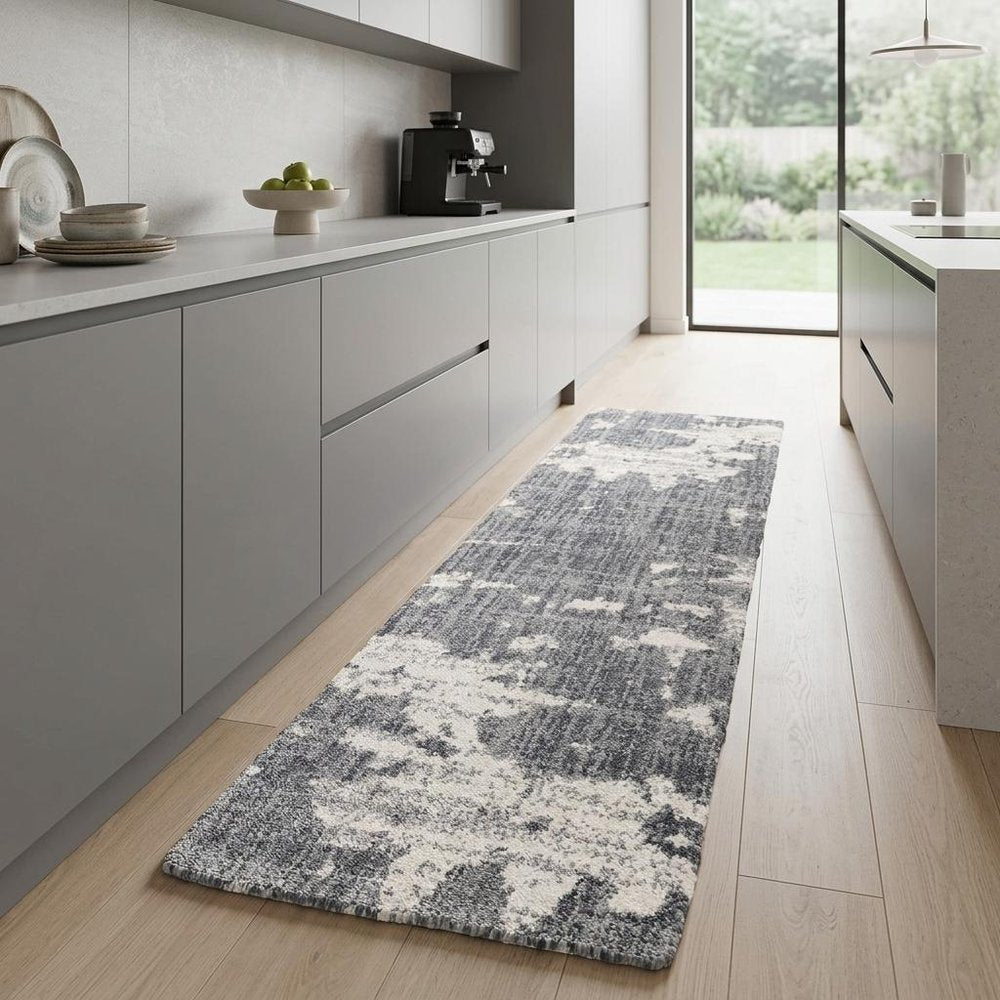 2' X 8' Grey And Ivory Grey Matter Runner Rug