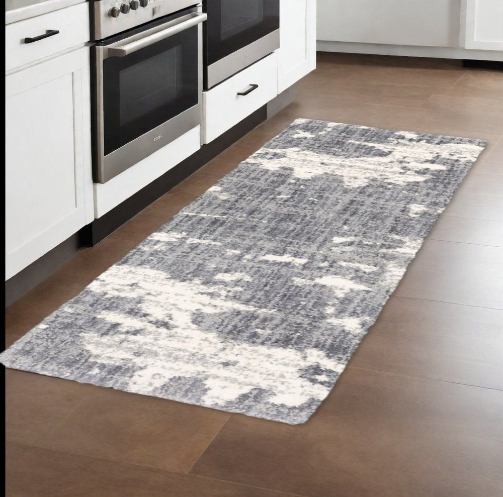 2' X 8' Grey And Ivory Grey Matter Runner Rug