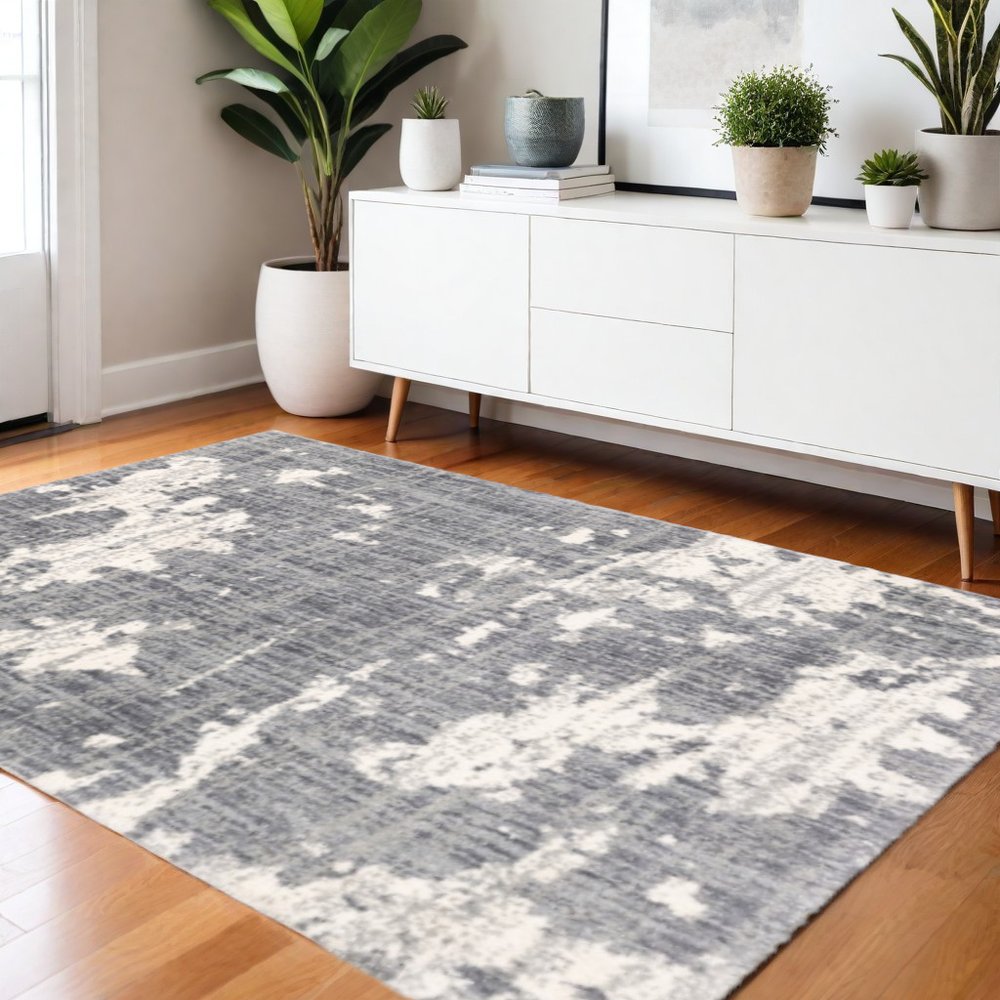 2' X 8' Grey And Ivory Grey Matter Runner Rug