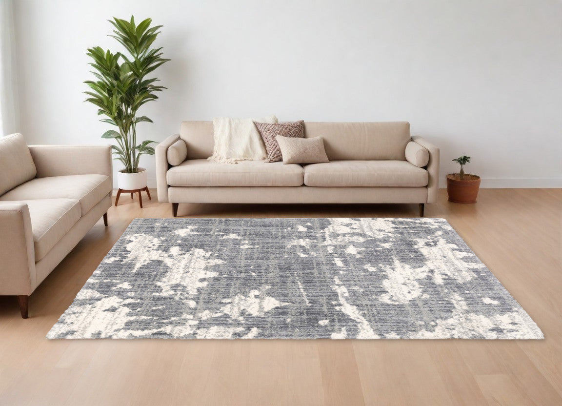 4' X 6' Grey And Ivory Grey Matter Area Rug