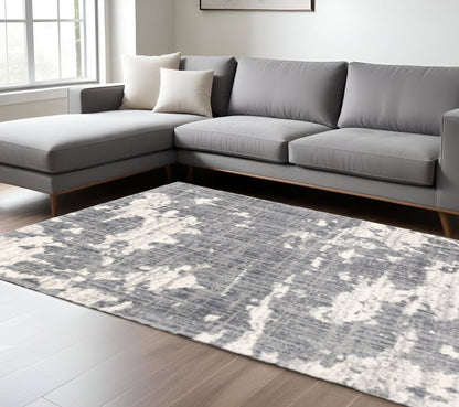 2' X 8' Grey And Ivory Grey Matter Runner Rug