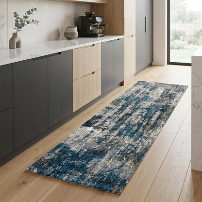 2' X 8' Grey And Blue Grey Skies Runner Rug