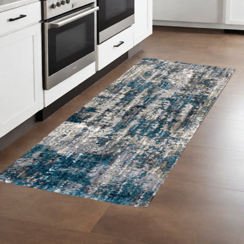 7' X 9' Grey And Blue Grey Skies Area Rug