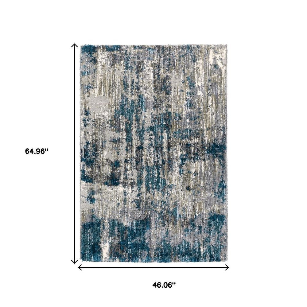 2' X 8' Grey And Blue Grey Skies Runner Rug