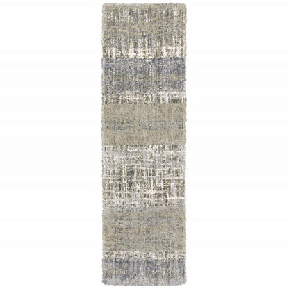 7' X 9' Grey And Ivory Abstract Lines Area Rug