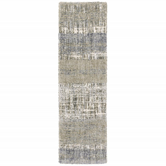 7' X 9' Grey And Ivory Abstract Lines Area Rug