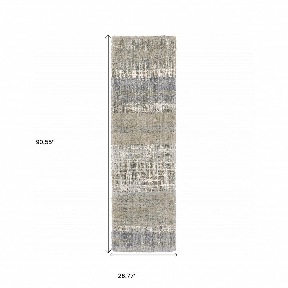 7' X 9' Grey And Ivory Abstract Lines Area Rug