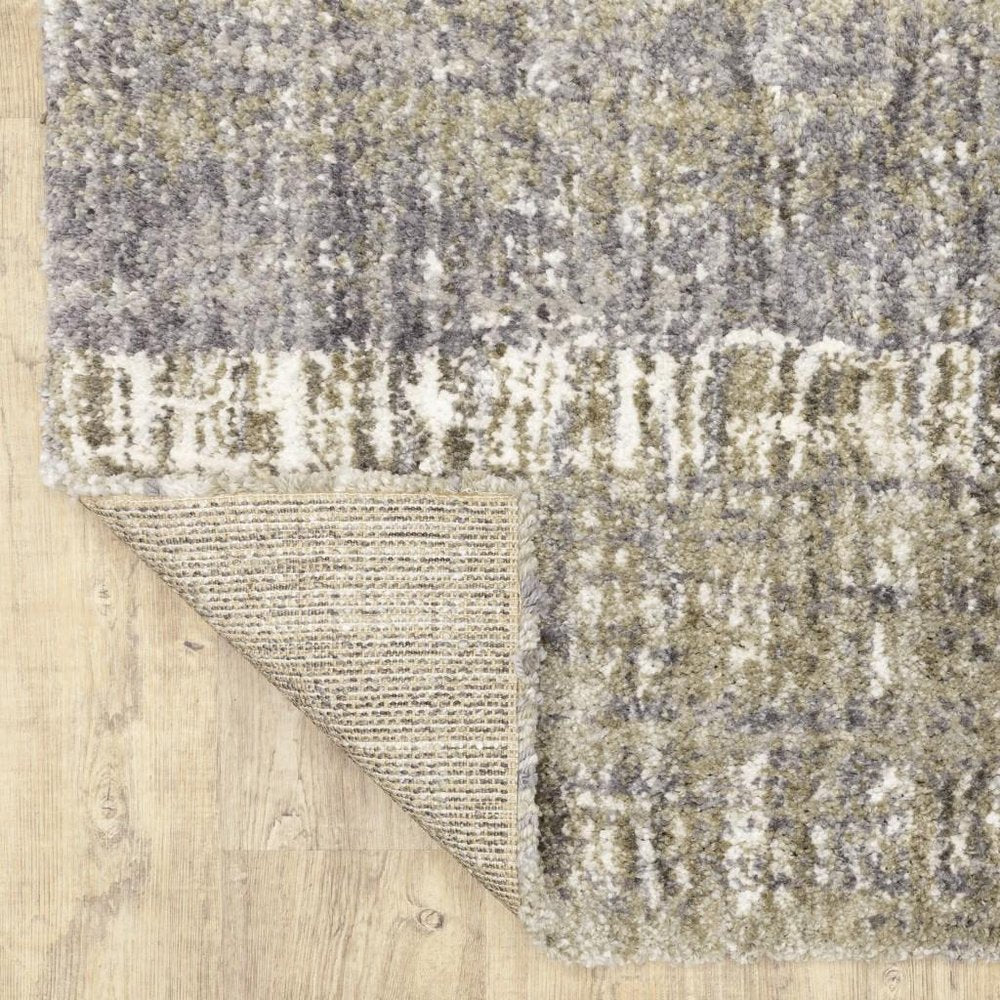 9' X 12' Grey And Ivory Abstract Lines Area Rug